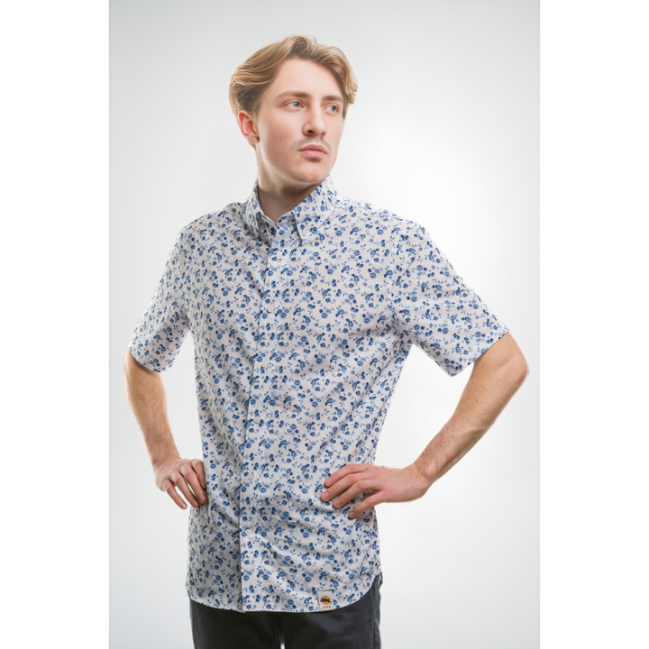 Chemise Manches Courtes - Tissu à fleurs
