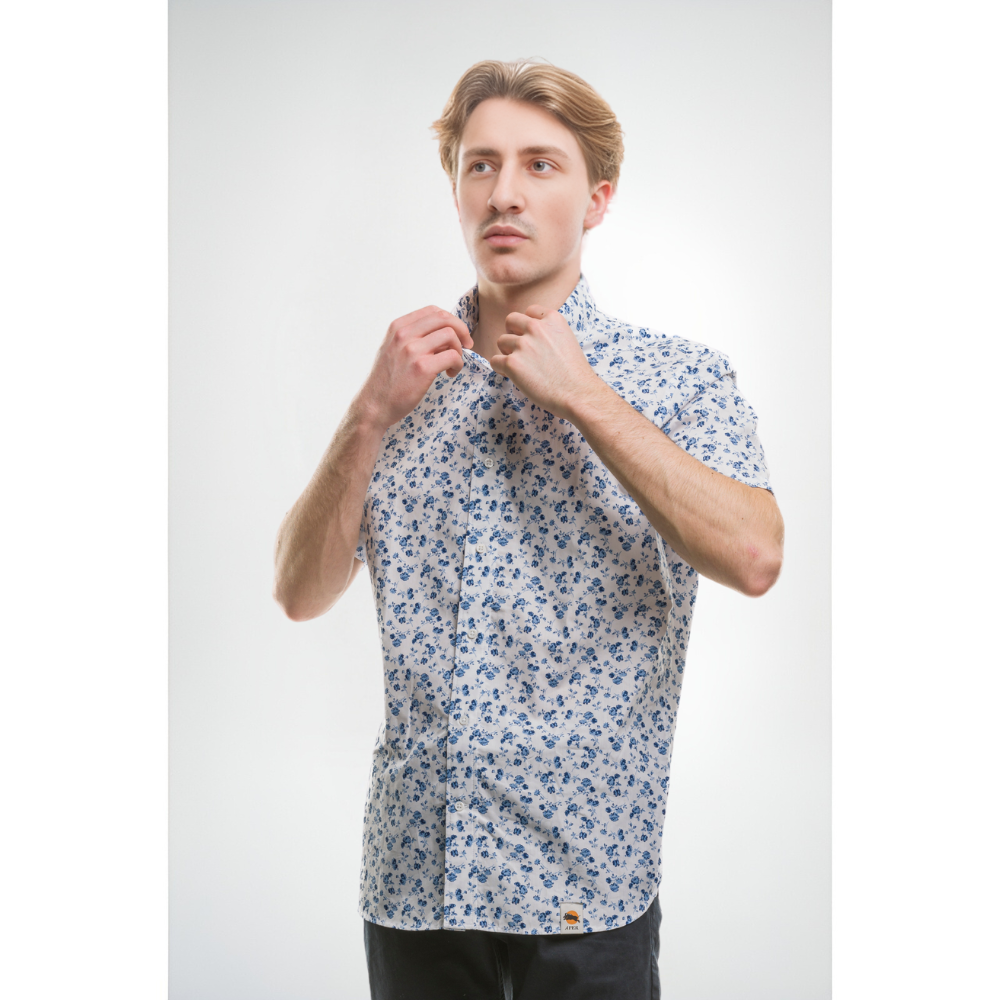 Chemise Manches Courtes - Tissu à fleurs