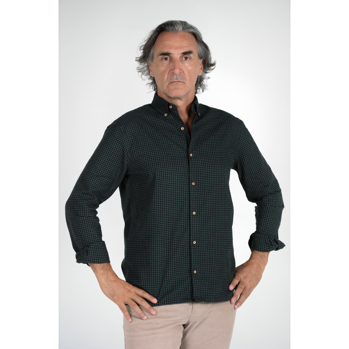 Chemise Coton Douceur - Noir et Vert foncé