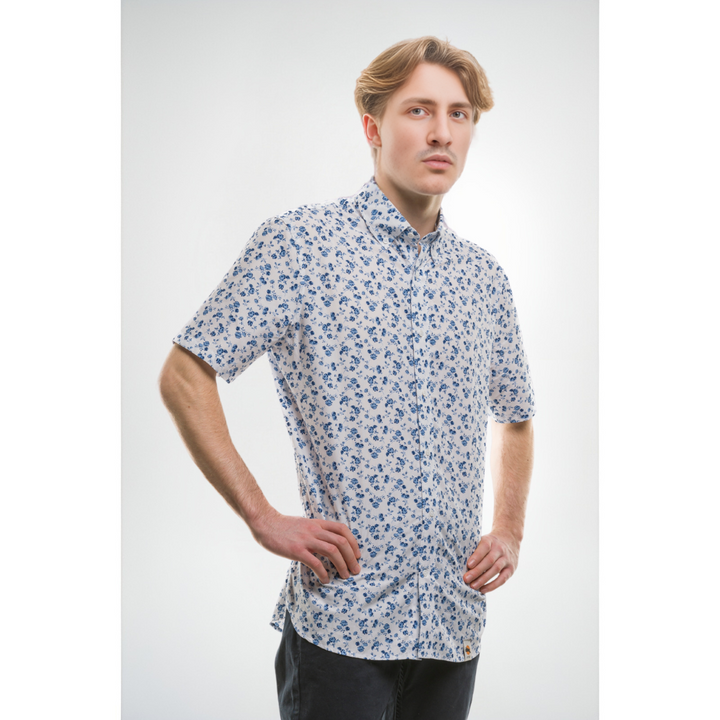 Chemise Manches Courtes - Tissu à fleurs